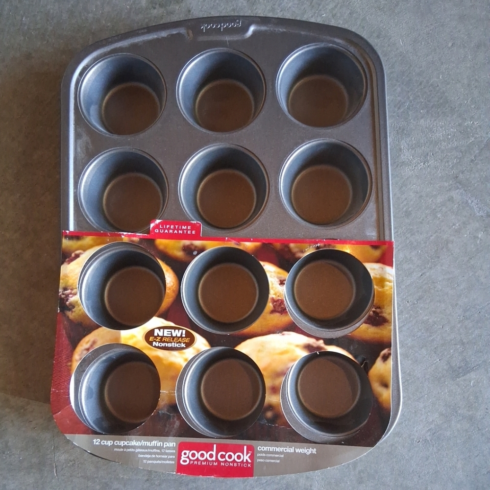Goodcook 12 Cup Nonstick Muffin Pan Gray Scratch Resistant Dishwasher Safe